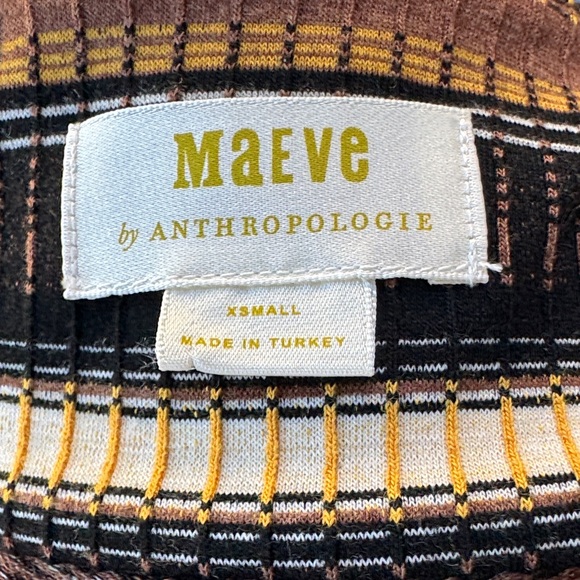 Maeve by Anthropologie Striped Wrap Midi Dress Brown Size XS - Picture 9 of 12